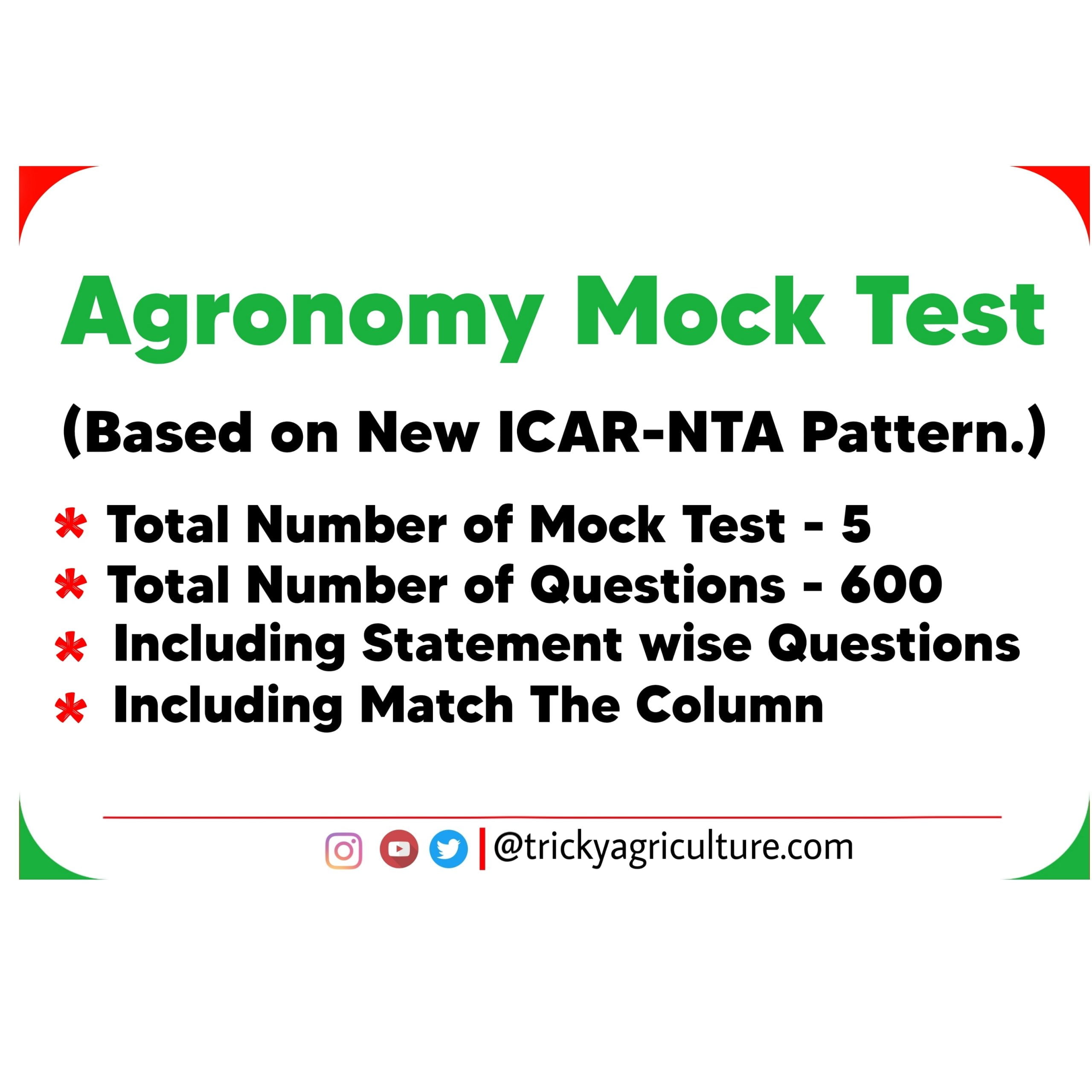 ICAR-PG (JRF) Agronomy Mock Test